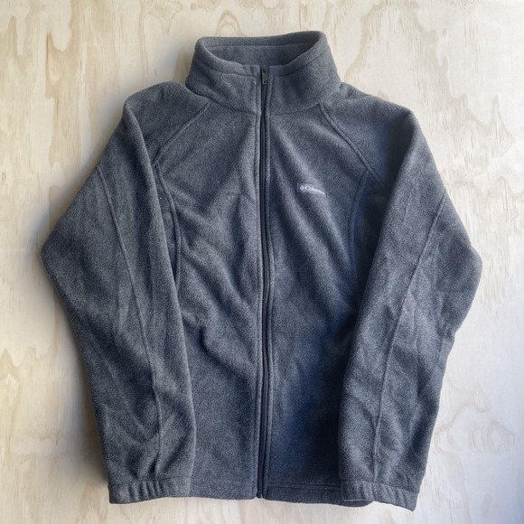 Columbia Jackets & Blazers - Columbia Fleece Jacket‎ Womens 1X Gray Full Zip Collared Casual Warm Outdoor